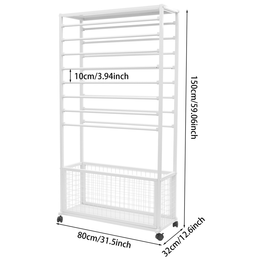 Floor Mount Mobile Ribbon Holder Organizer with Wheels and Ample Storage Space