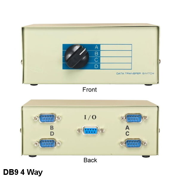 Kentek 4-Way DB9 Male Manual Data Transfer Switch Box RS232 9 Pin Serial Printer