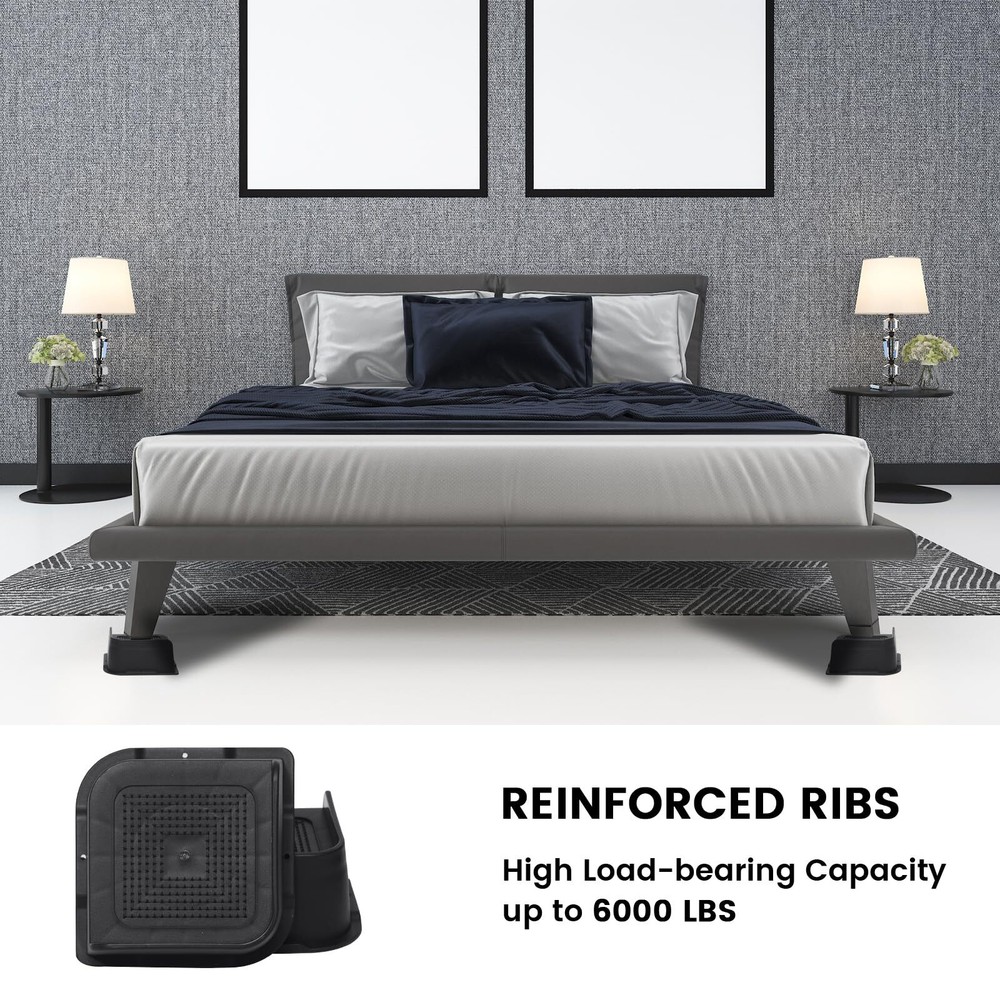 Bed Risers 2" 4 Pack Heavy Duty Furniture Elevators Support 6000 lbs