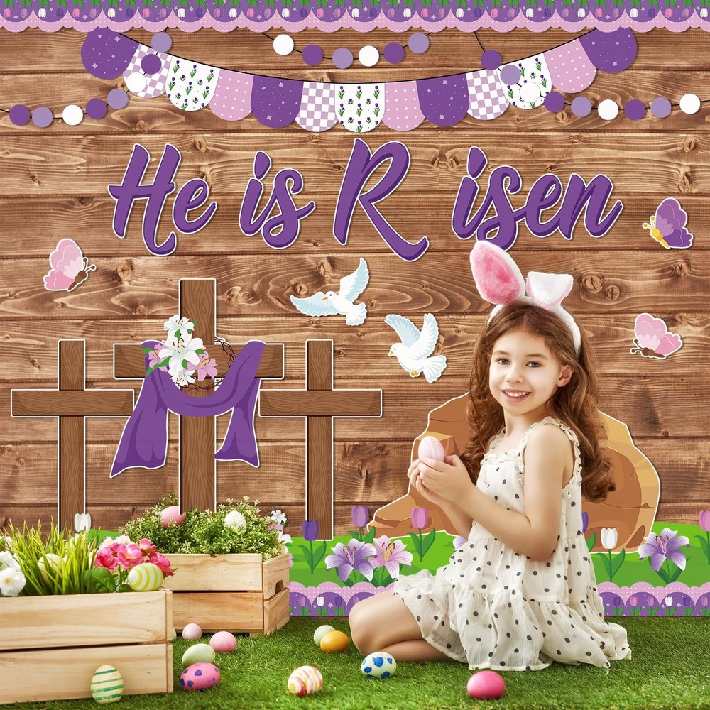 86 Pcs Christian Easter Bulletin Board Decorations Set Religious Easter Class...