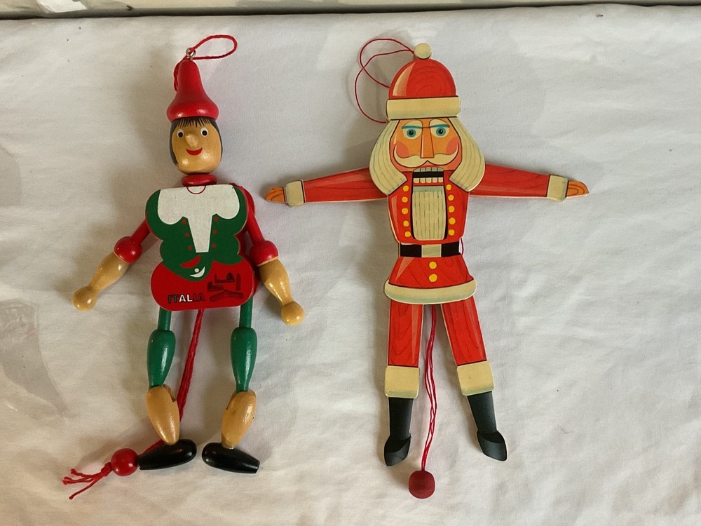 Italian Wood Pinocchio Jumping Jack Pull String & Nutcracker pull string toy