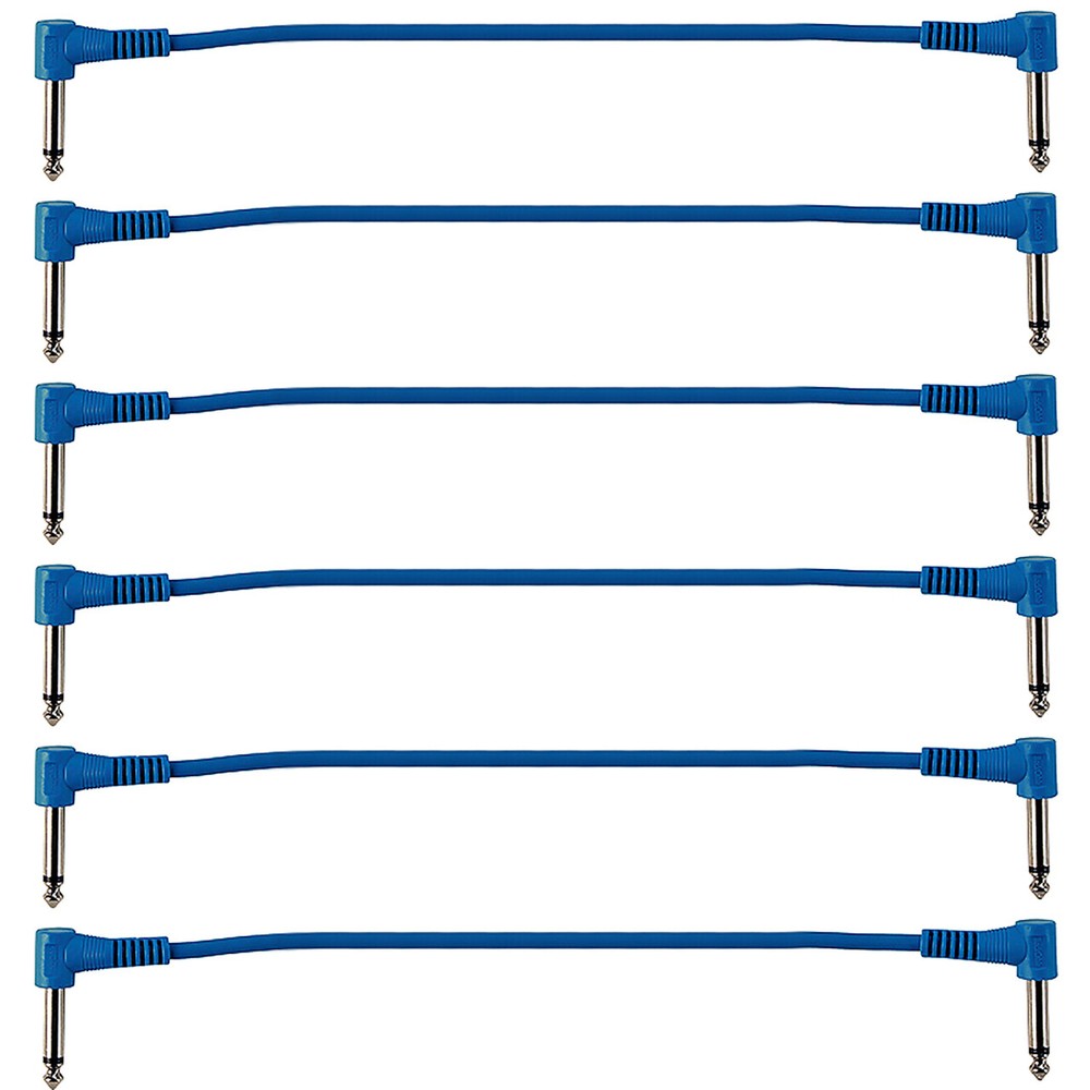 Perfektion 6-Pack of 1ft Right-Angle Instrument Patch Cables, Blue