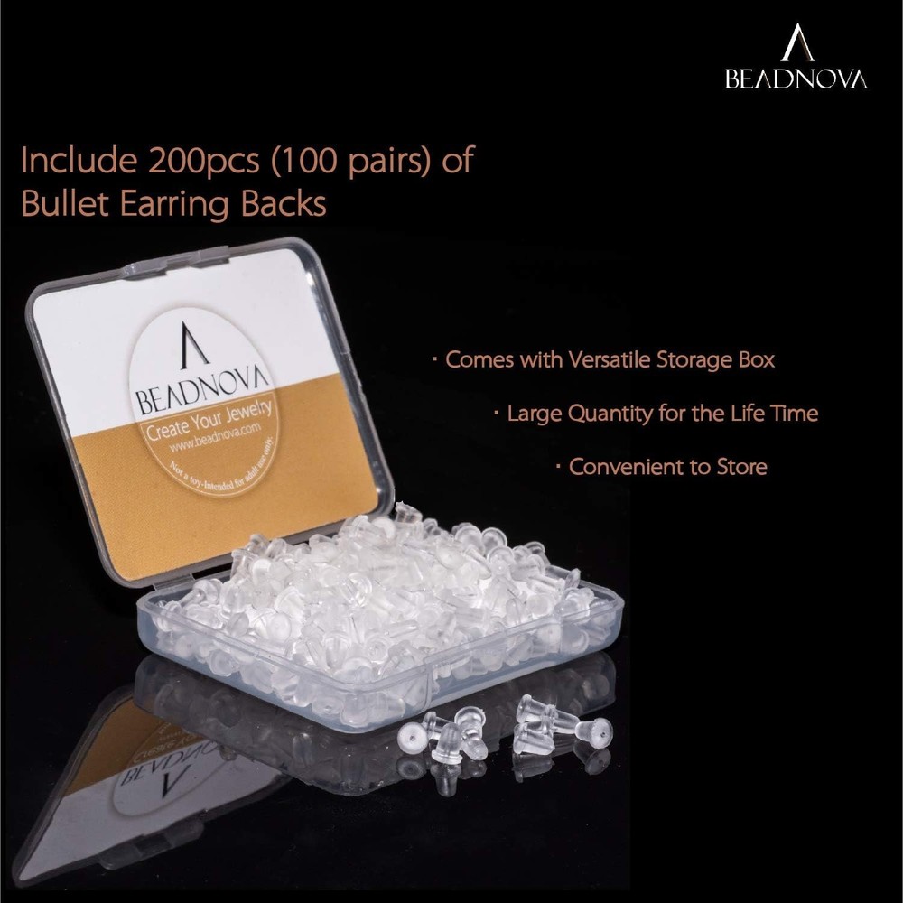 Secure Rubber Earring Back Set - 200 Clear Pieces for Stylish Earring Support