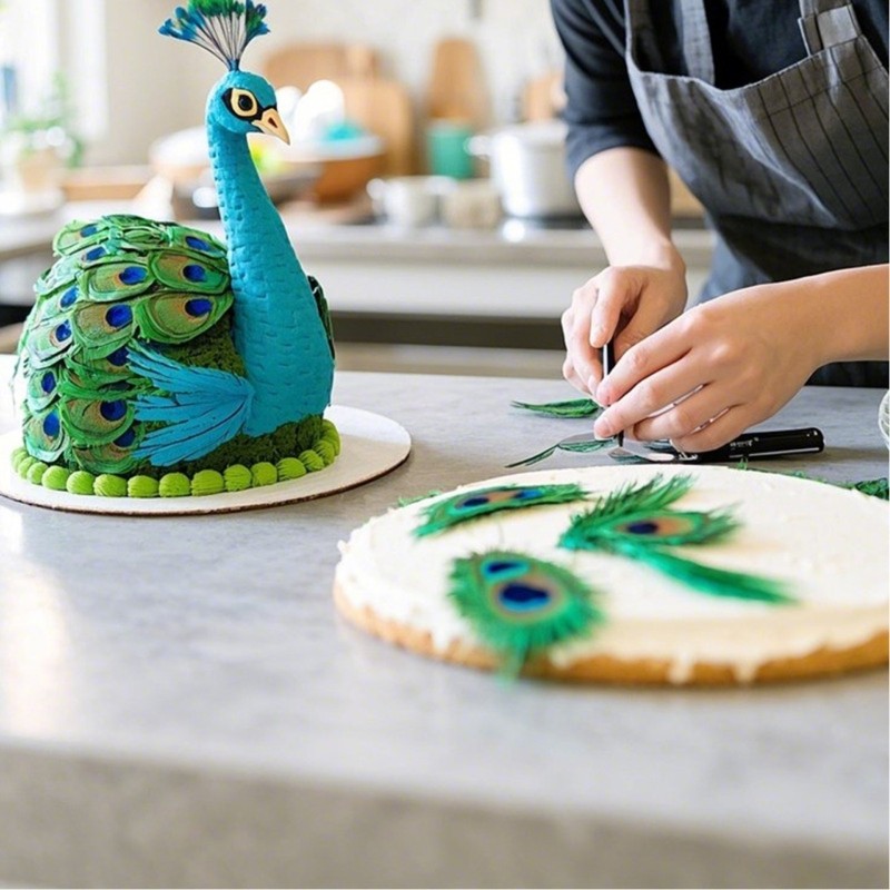 Peacocks Feathered Themed Silicone Molds For Dessert Efficient Crafting