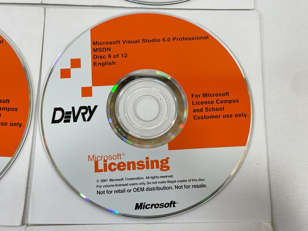 Microsoft DeVry Visual Studio 6.0 Professional 12-Disc Complete Set Software CD