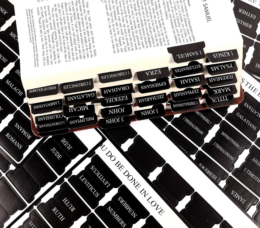 Bible Tabs Black for Men Paper Index Tabs Scripture Study Chapter Markers Set
