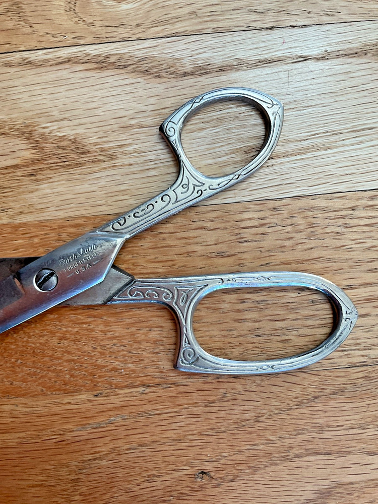 Vintage 8" Scissors Forged Steel Ornate Scrolling Handle - Eversharp