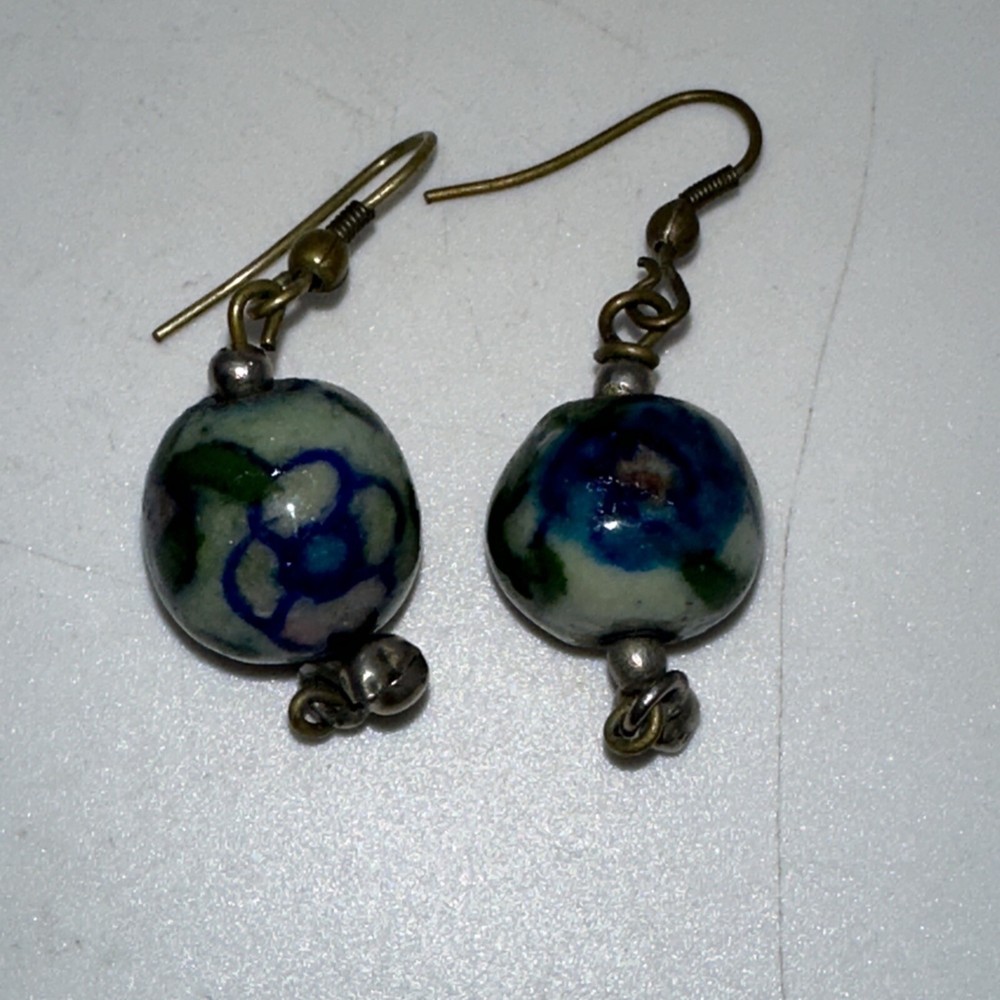 Glazed Ceramic Dangle Drop Earrings