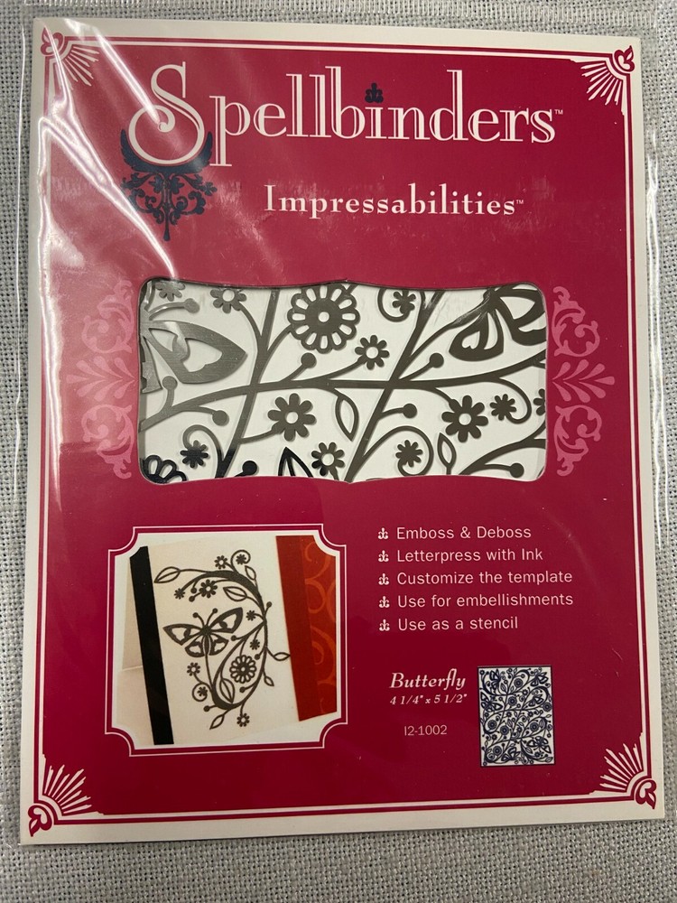 Spellbinders Impressabilities BUTTERFLY emboss & deboss letterpress stencil
