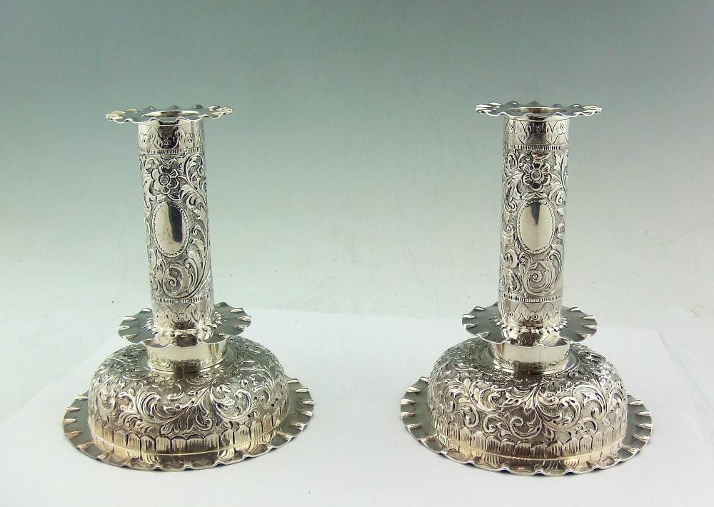 ANTIQUE  SILVER CANDLESTICKS HUKIN & HEATH,VICTORIAN PAIR