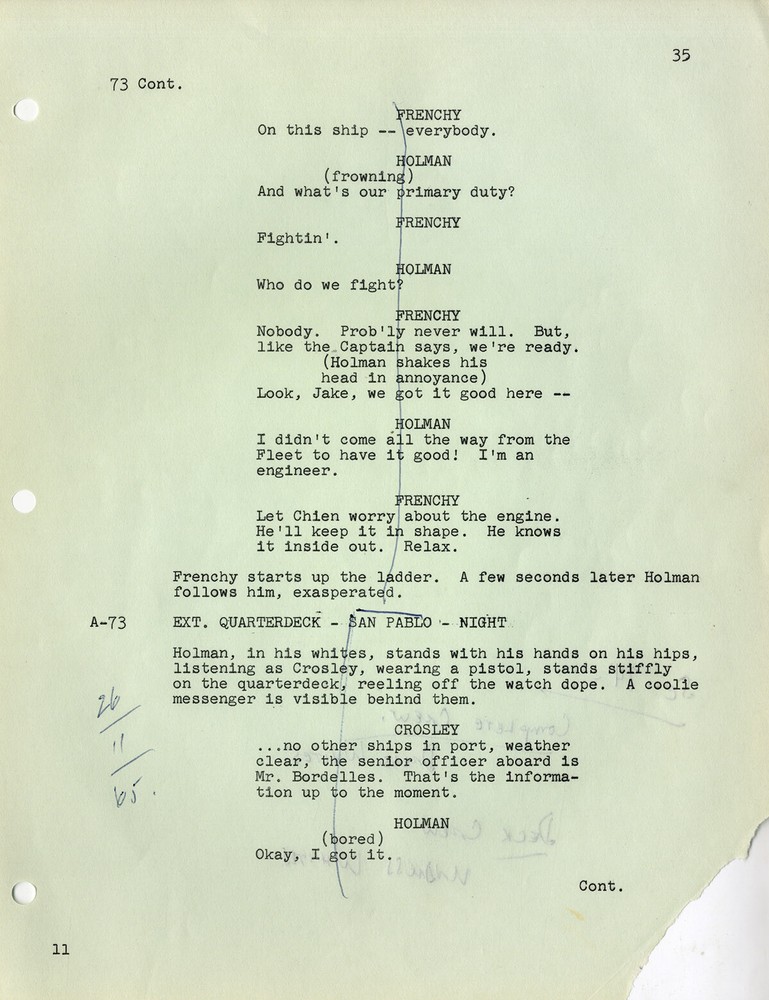 SAND PEBBLES, THE (Nov 1, 1965) Shooting script by Robert Anderson