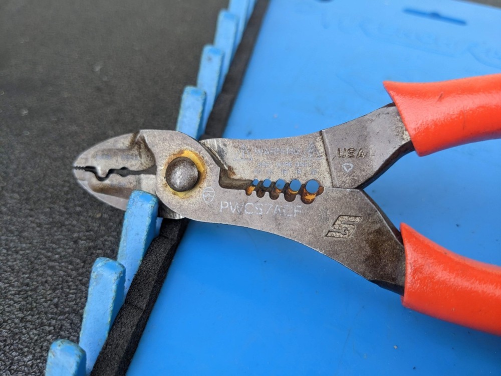 #bl907 Snap-on Tools PWCS7ACF 7" long Orange Wire Stripper Crimper Cutter
