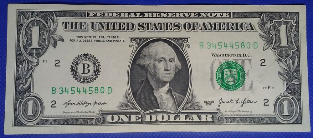 2021 $1 DOLLAR BILL INSUFFICIENT INK ERROR FT WORTH MINT