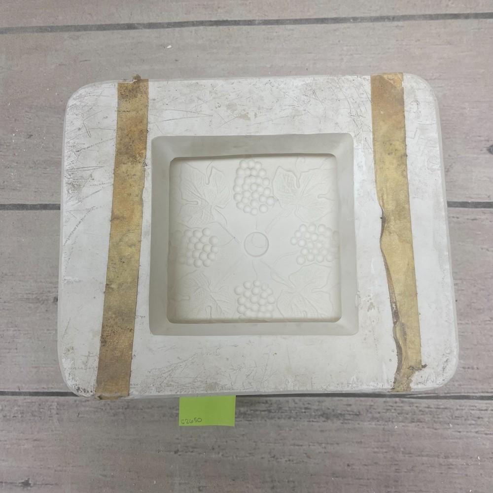 Unbranded Ceramic Casting Mold Grape Vine Design Square #W-374