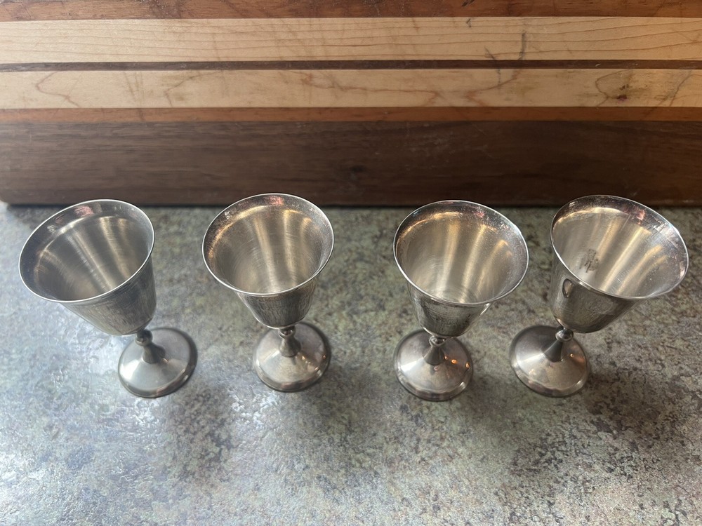 Vintage Silver Plate Mini Goblets Set Of 4.