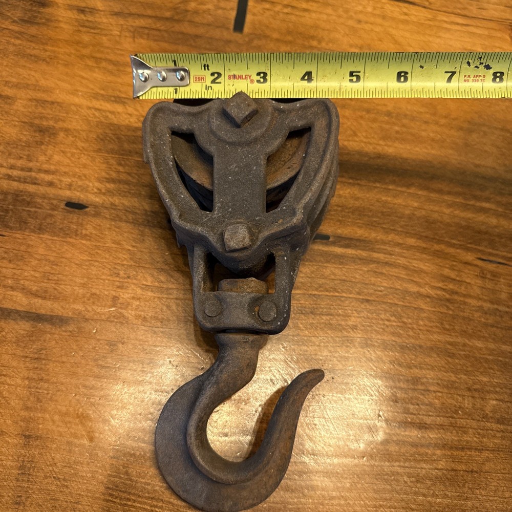 Vintage Rustic Cast Iron Block & Tackle Pulley