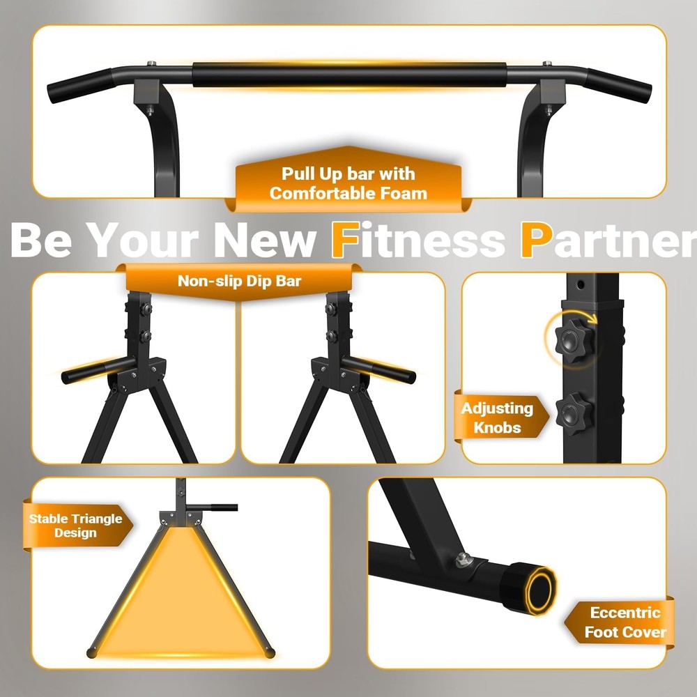 Foldable Pull Up Bar Free Standing Multi-function Power Tower Dip Bar Home Gym