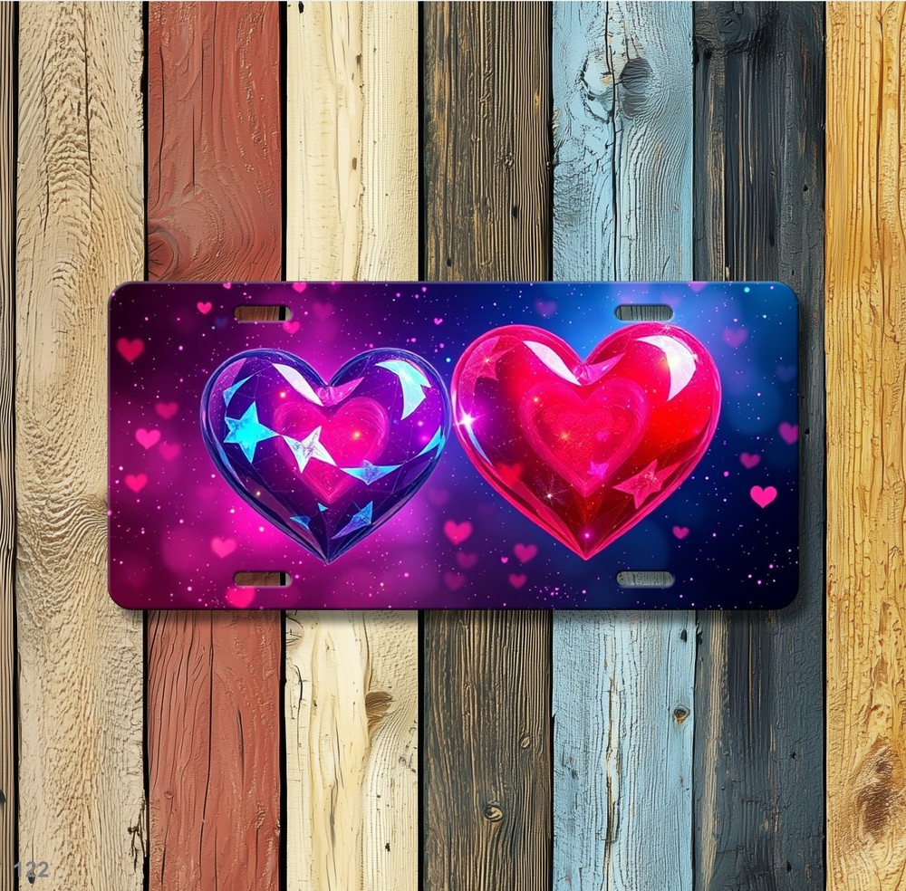 Romantic Hearts License Plate Personalized Auto Tag Gift Idea