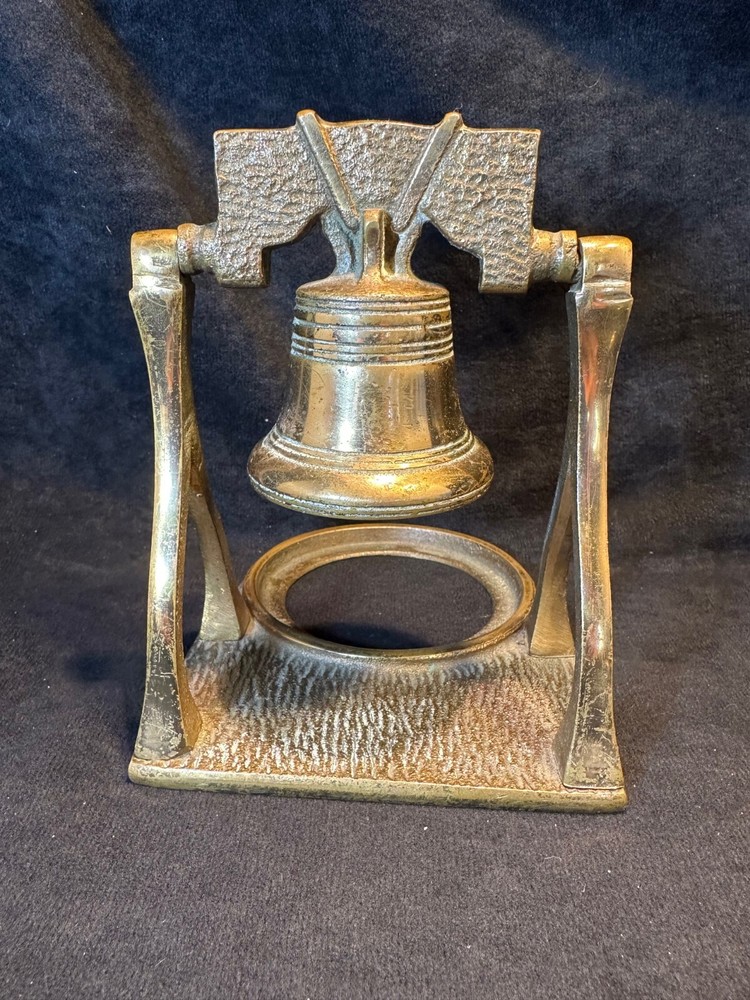 Vintage Solid Brass Liberty Bell Ashtray Holder