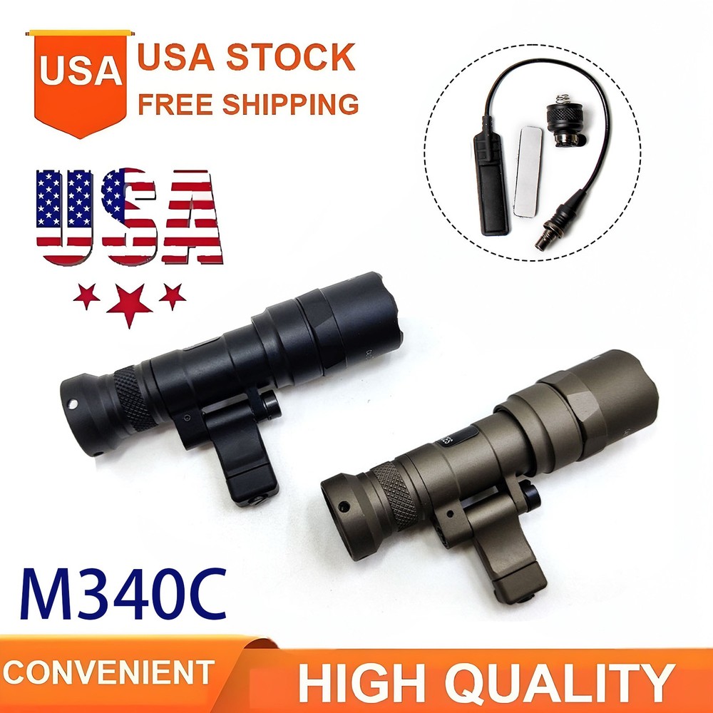 Tactical M340C LED White Light 500lm Flashlight With Remote Pressures Switch US