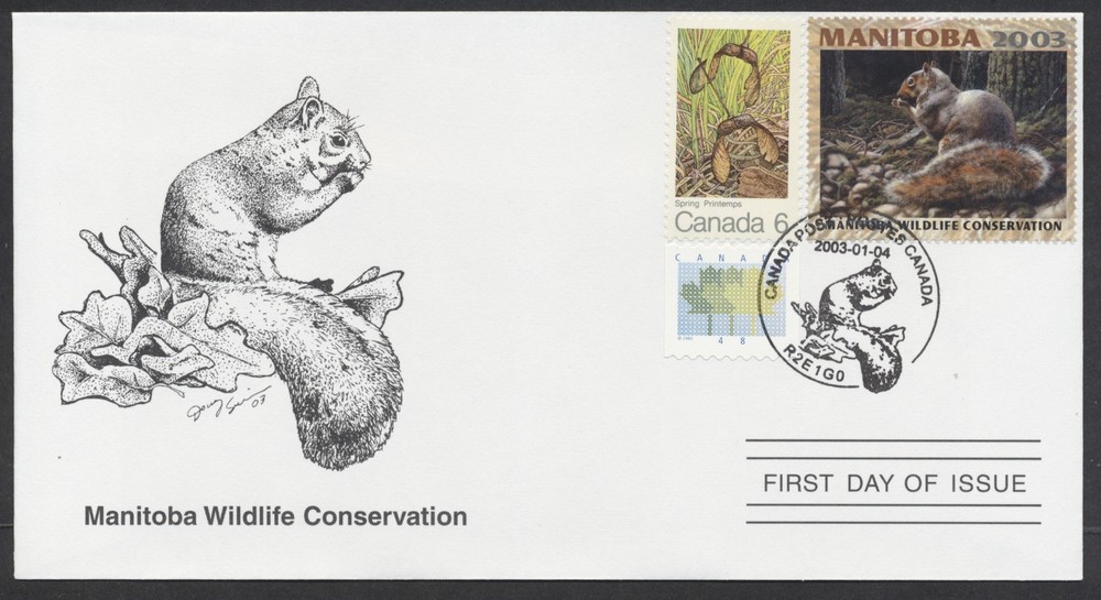 2003 Manitoba Wildlife Conservation FDC #MWF10d Grey Squirrel