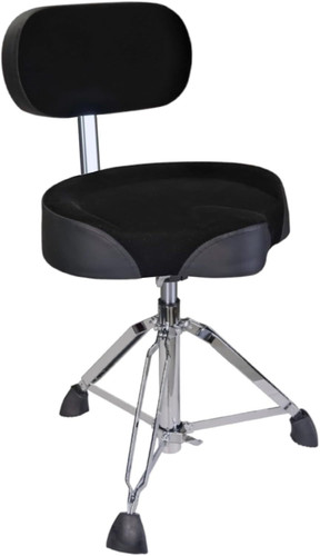 GIOCO Drum Throne with Backrest, 4" Padded Stool, X-Large, Black