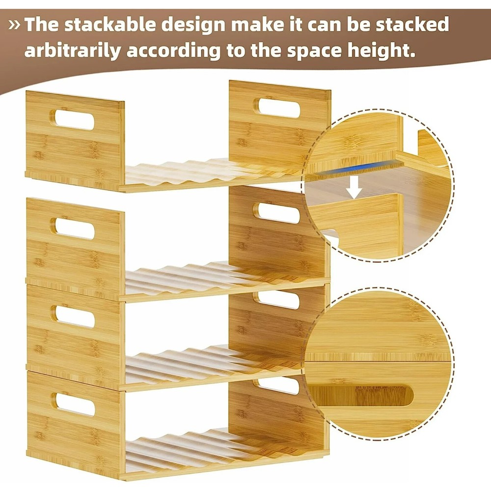 MinBoo 2 Tier Bamboo Wine Racks for Countertop, Stackable,Storage Rack for Wine