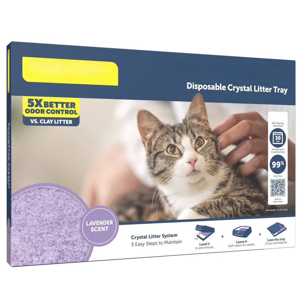 Crystal Replacement Lavender Scented Litter Tray Easy Cleanup with Disposable