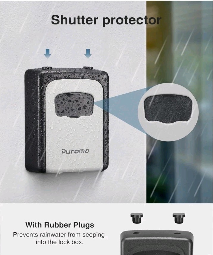 Puroma Lock Box Large Key Resettable Combination Code Security Safe Wall Mount