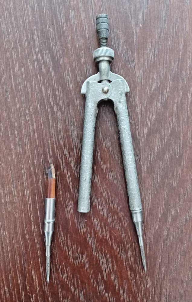 Vintage Embossed Metal Bow Compass Divider • Drafting Tool