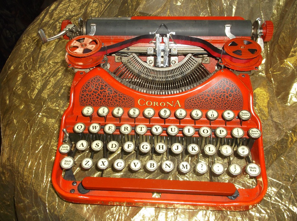 1924 Corona No.4 Red Typewriter Serviced And Tested