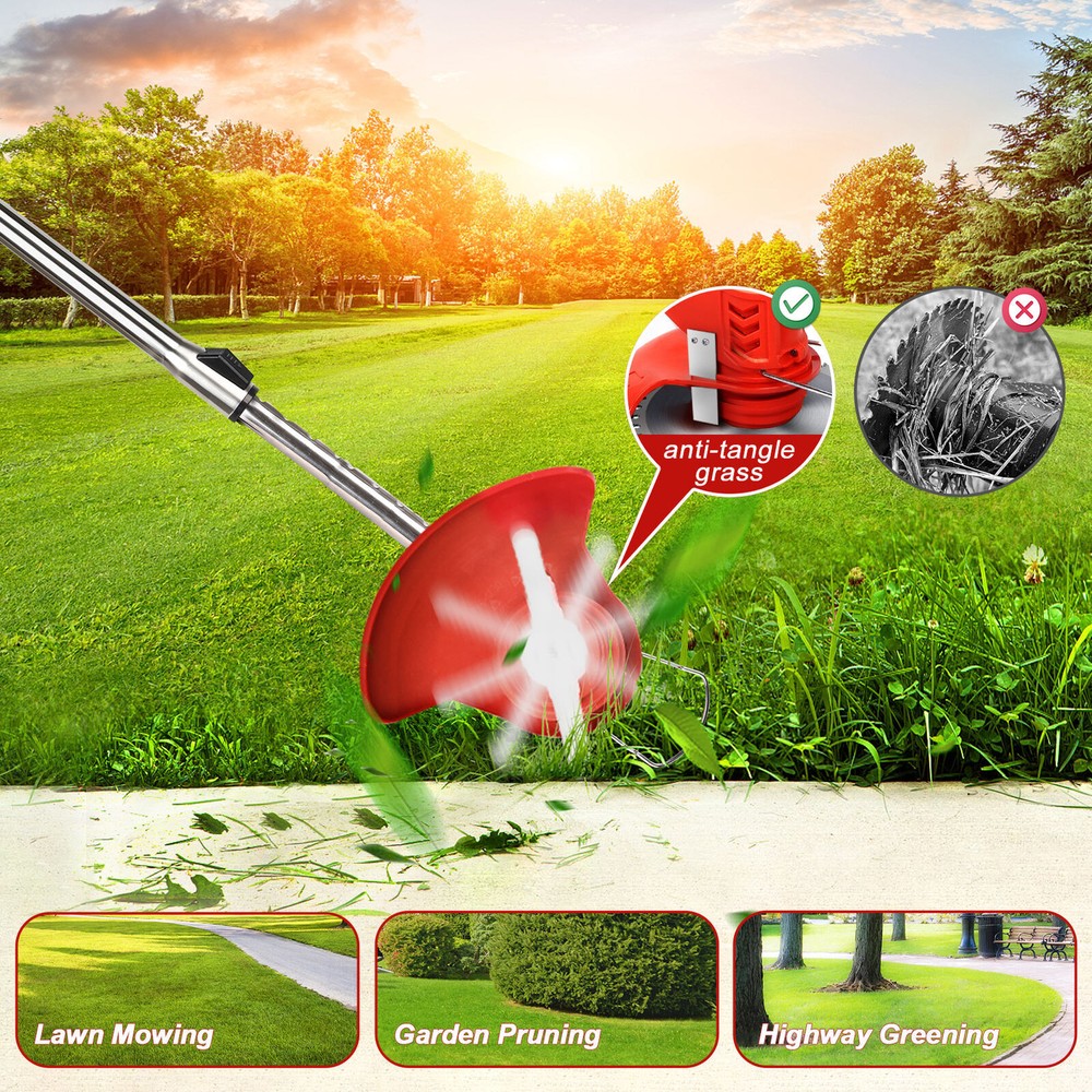 24V Electric Weed Eater Cutter Grass String Trimmer Cordless 2 Battery Powered