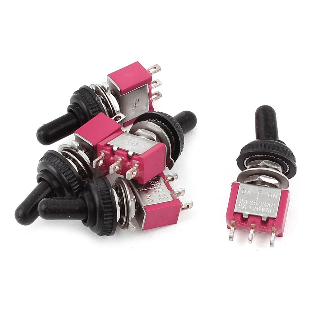 5Pcs 3Position Panel Mount SPDT Latching Mini Toggle Switch Red 6mm