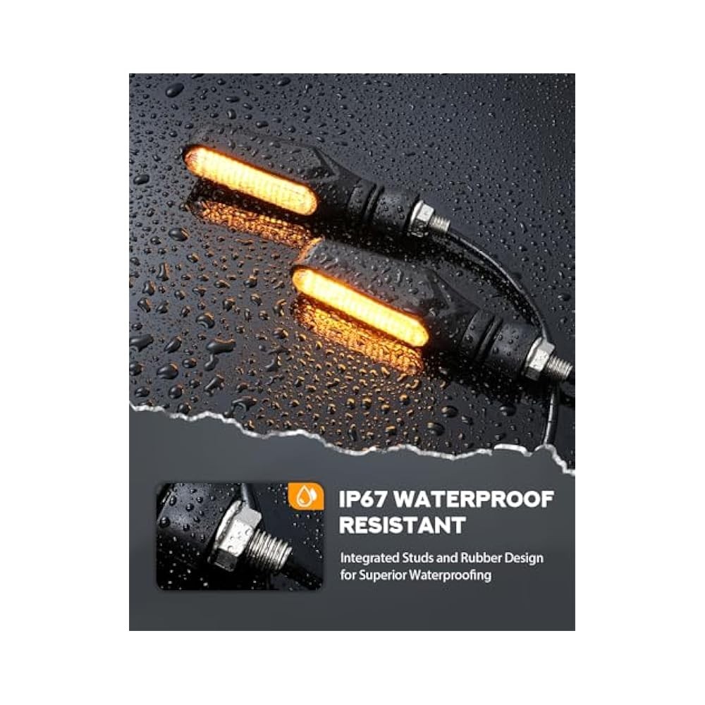 For Sequential Amber LED Turn Signals Motorcycles Dynamic Flashing Style