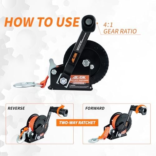 Heavy Duty Hand Crank Trailer Winch With Strap