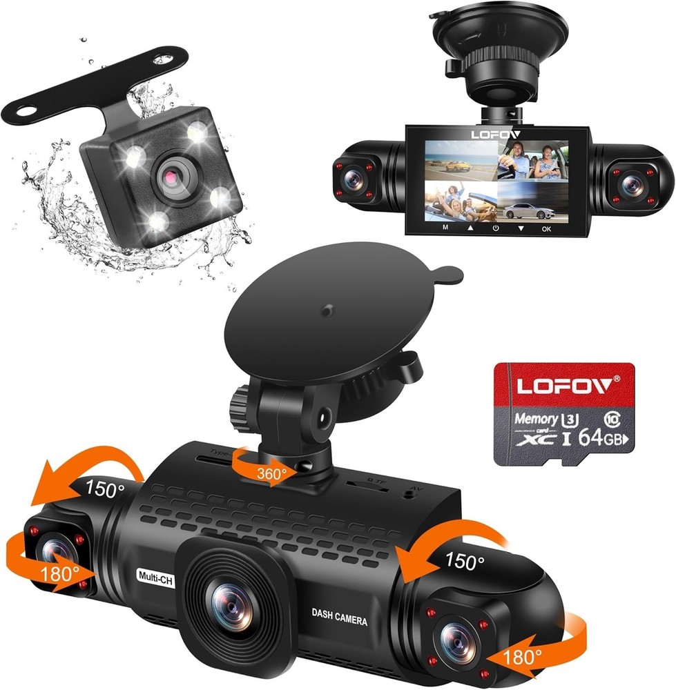Complete 360° Dash Cam System - 4 Channels, G-Sensor, Easy Install, Night Vision