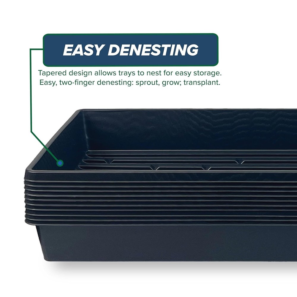 Reusable Black Growing Trays 5 Count 21"x11" Hydroponic