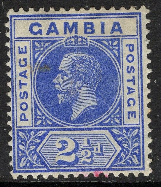 GAMBIA SG90b 1912 2½d DEEP BRIGHT BLUE "SPLIT A" MTD MINT