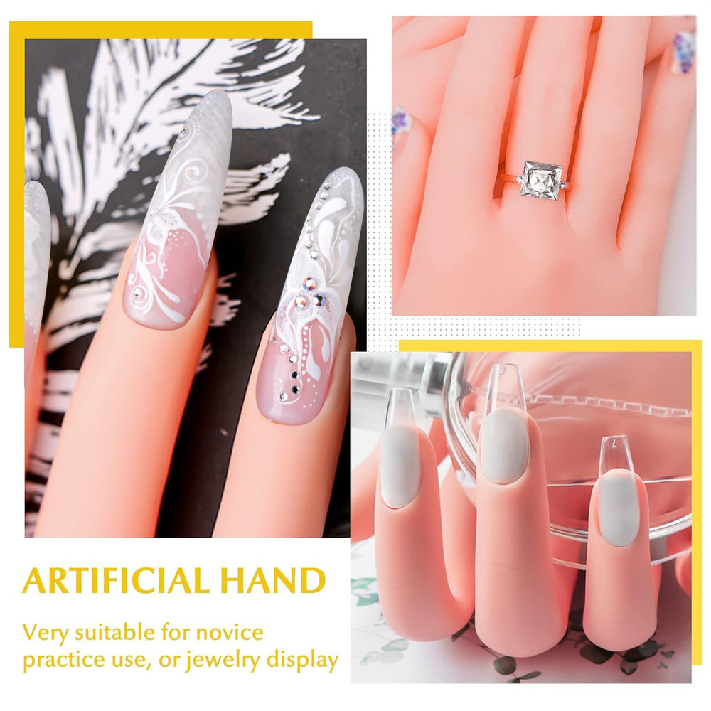 2 Pack Right Hands Practice Nail Tips Art Trainer Training Hand Tool Flexible Be