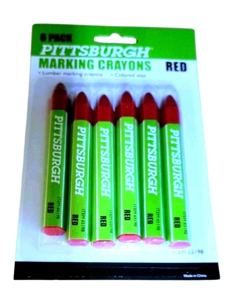 PITTSBURGH Red Marking Crayons, 6 Pack