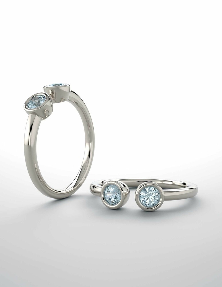 Sterling Silver Round Cut Solitaire Ring Setting - Modern Semi-Circle Style Ring