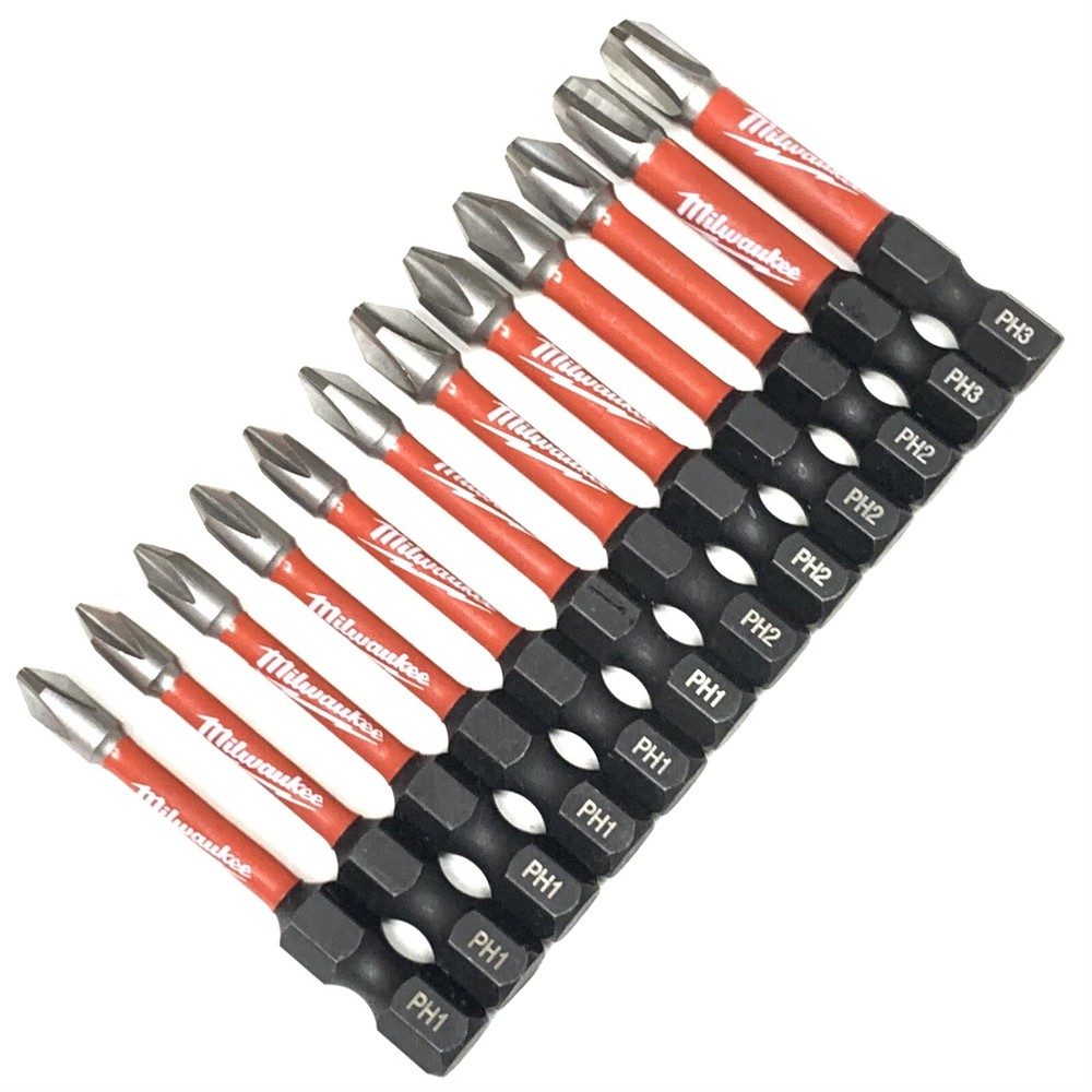 PH1 PH2 PH3 Milwaukee Shockwave Impact Duty 12 Bit Set Screw Driver Bits