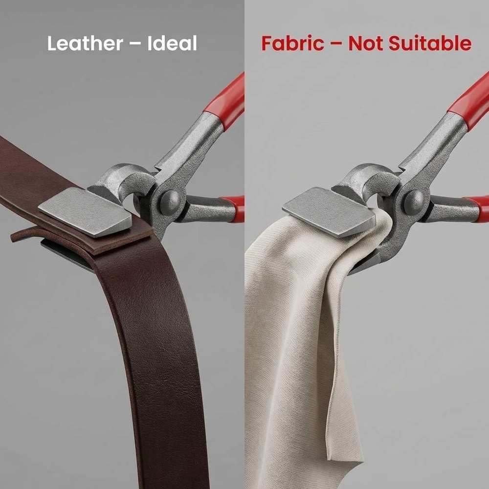 QWORK Flat Pliers Leather Press Pliers, Edge Adjustment Red