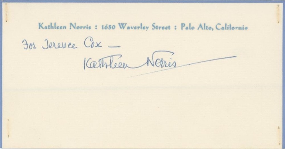 Kathleen Norris- Signed Page (Novelist)