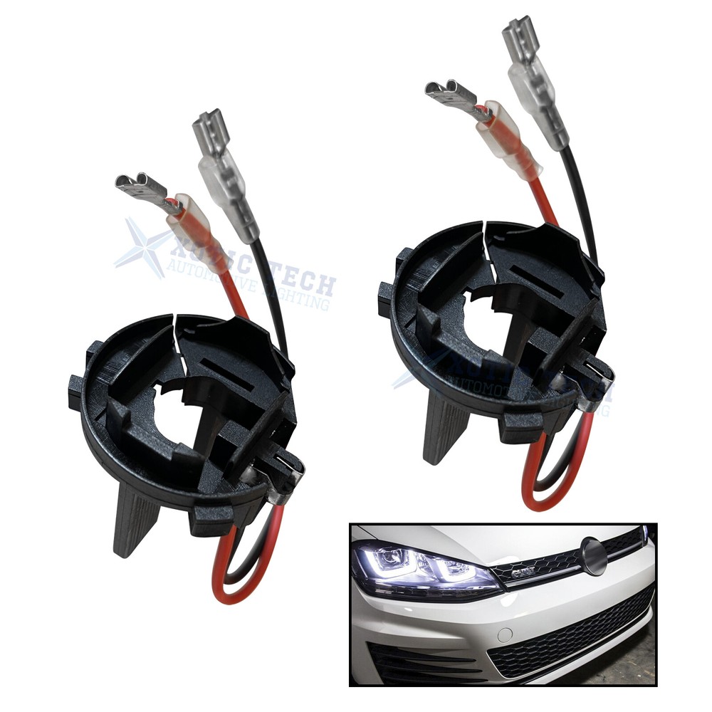 2PCS H7 HID Xenon Bulb Headlight Holder Socket Conversion For VW MK7 Golf Passat