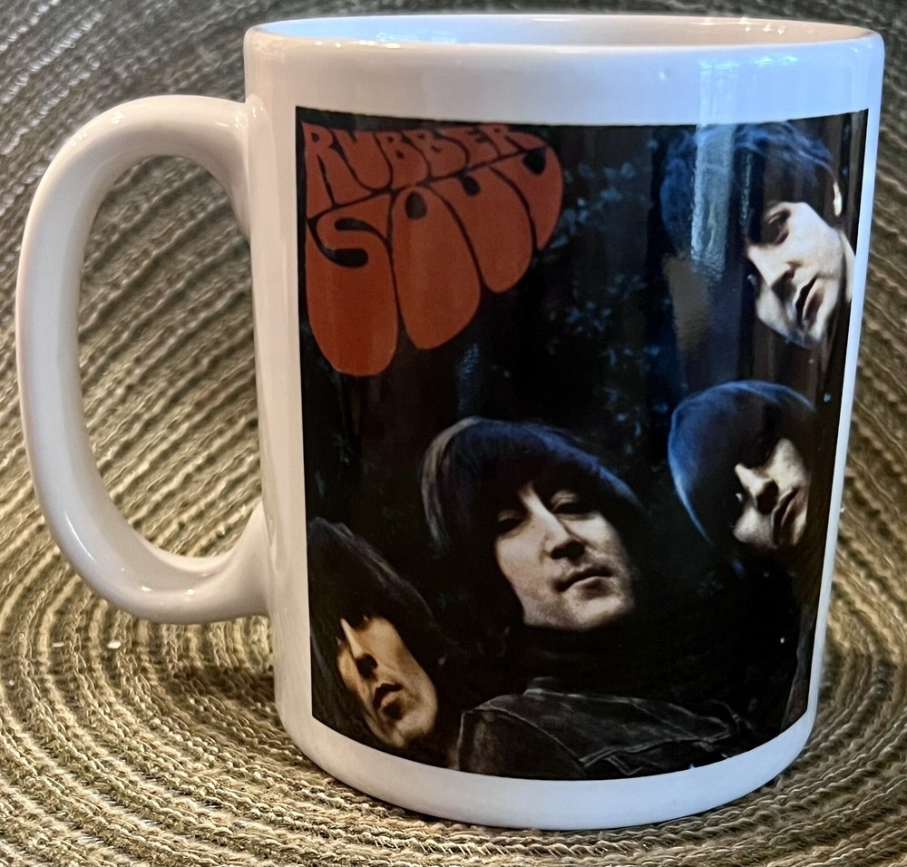 Fantastic The Beatles "Rubber Soul" Coffee Mug & A Shelf Hugger, Never Utilized