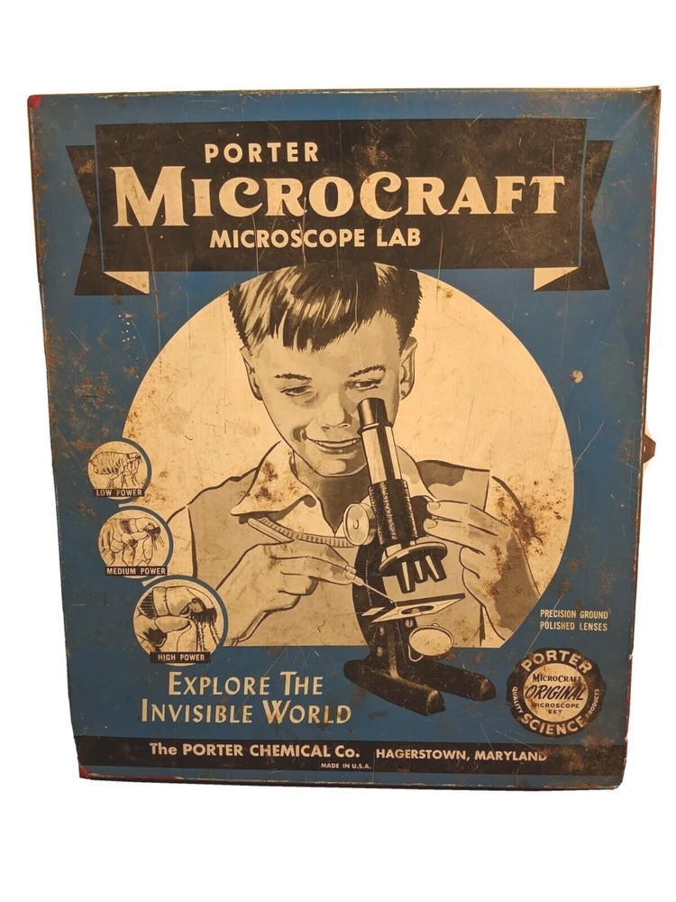 Vintage Porter MicroCraft Microscope Lab -- BOX ONLY --Science Biology Ecology
