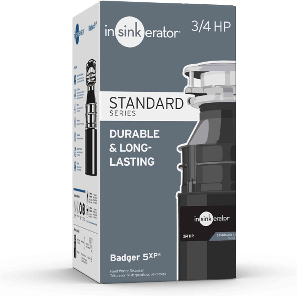 Badger 5XP Garbage Disposal, Standard Series 3/4 HP Continuous Feed Food Wast...