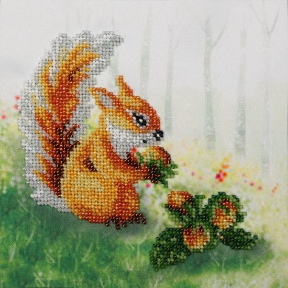 Bead Embroidery Kit Squirrel Bead needlepoint Bead stitching DIY VDV