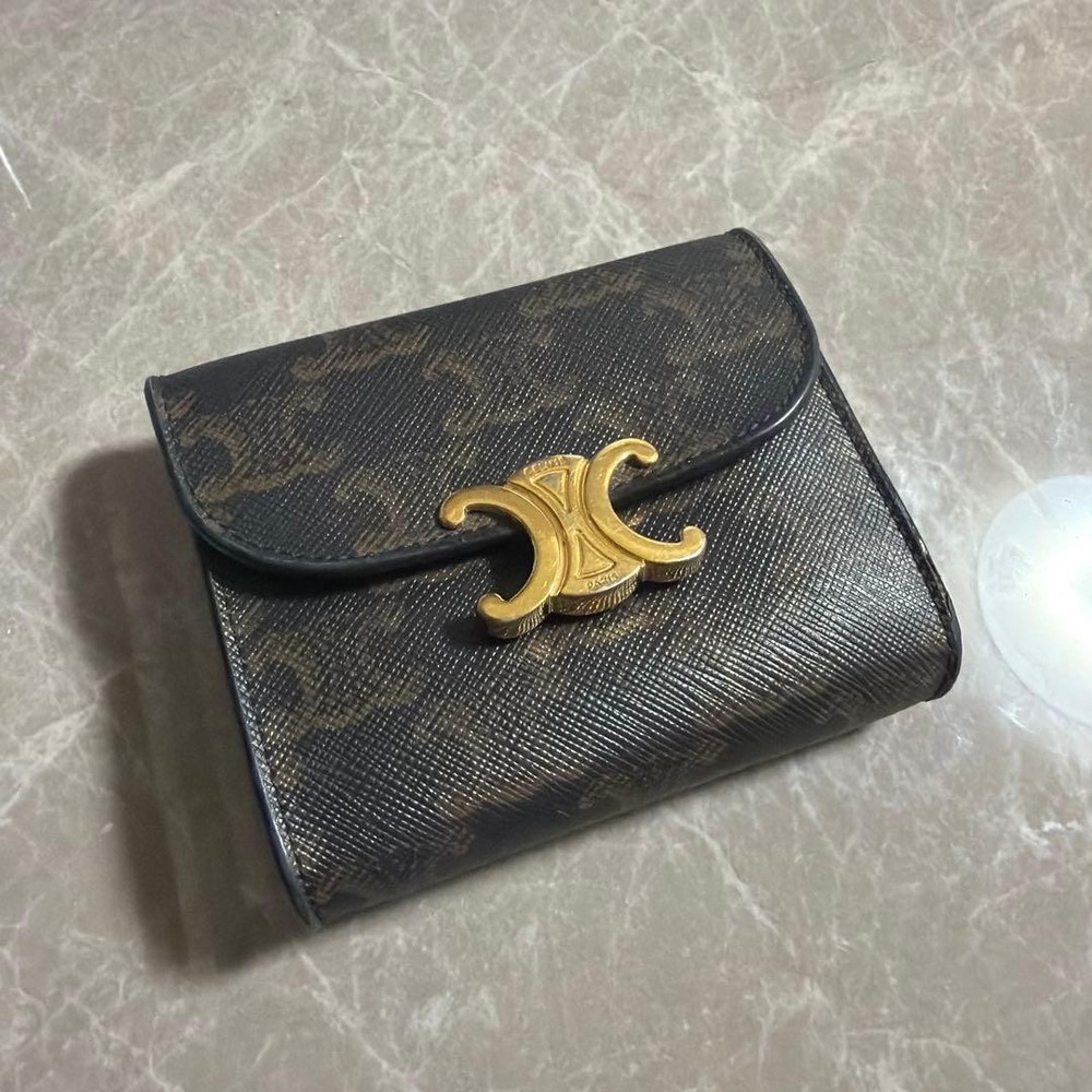 CELINE tri fold wallet black From Japan
